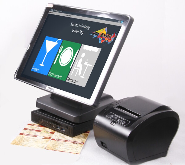 Kassensystem für Einzelhandel: 15" Touchscreen Monitor, Kassenrechner, Bondrucker, Kassenlade, Scanner, TSE /Angebot A-764028/