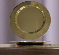 Deko Tablett ø 30cm Gold Serviertablett Metall Kerzentablett rund Tablett Serviertablett Metalltablett "SILBER" Deko Schale Teller