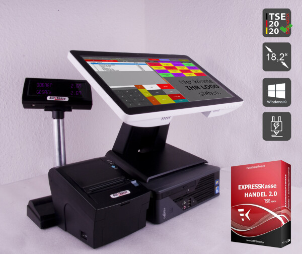 Einzelhandel Kasse inkl. Software  mit  18" -Breitbild  Touch Monitor