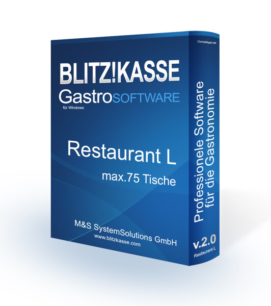 Blitz!Kasse® Gastro 2.0 -Restaurant \'L für Gastronomie, Kellnersoftware für TSE, KassenSichV, DSFinV-K